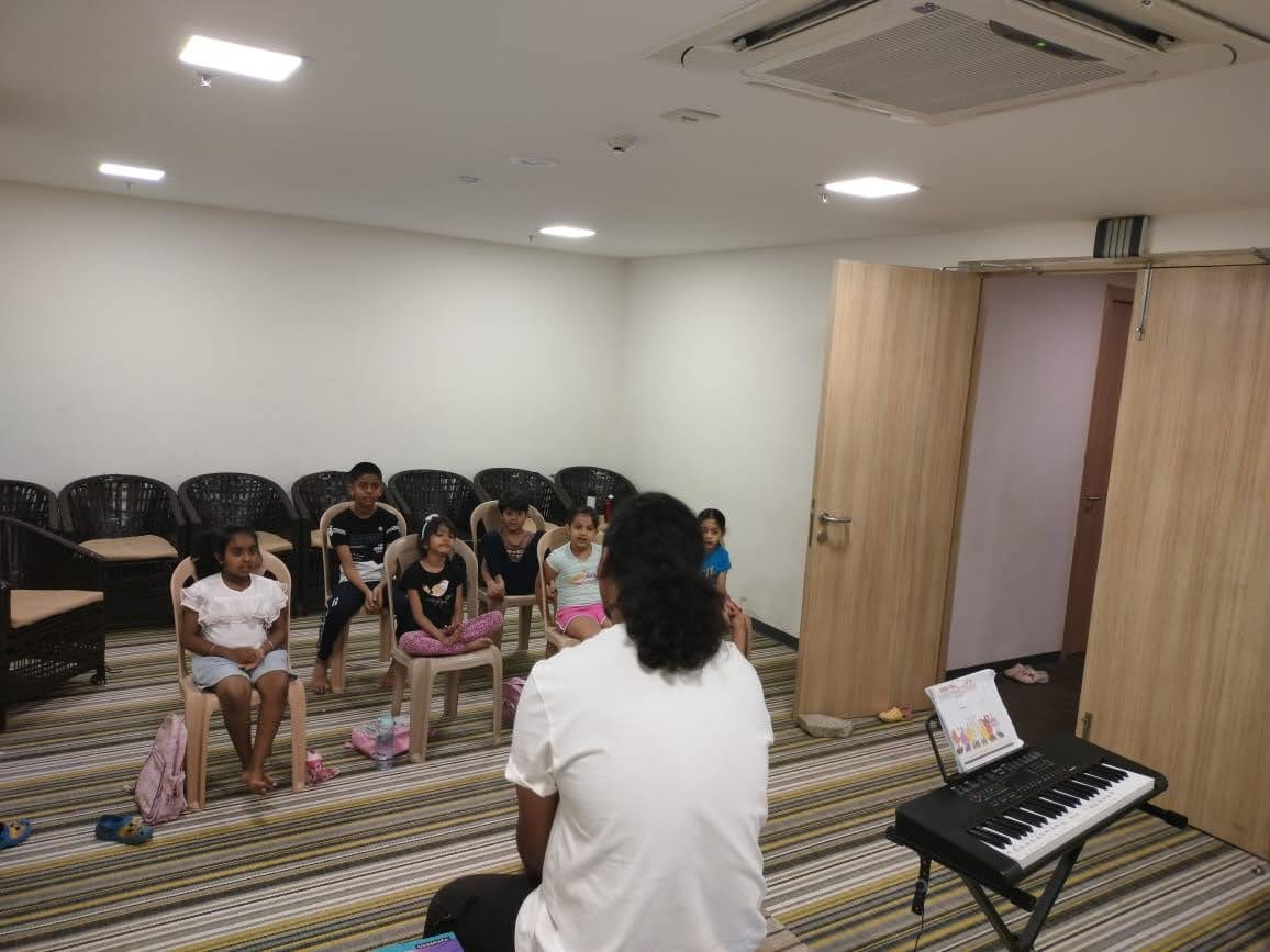 Children exploring music and instruments